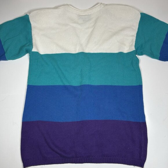 Vtg Dockers Women Heavy Cardigan Sweater Color Block Oversized 100% Cotton Sz M - Picture 7 of 7